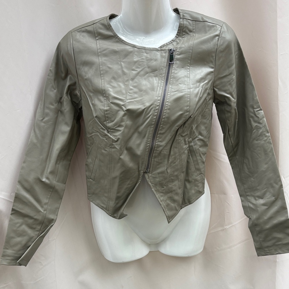 Women's Gray faux Leather Jacket
